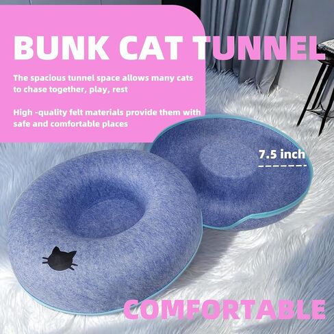 Donut Cat Tunnel Bed Peekaboo Cat Cave for Large Cats Up to 30 Lbs, Kitty Interactive Playing Tent House for Multiple Cats,Detachable,Scratch Resistant (Light Gray, Medium - 20 Inch Diameter) in Saudi Arabia