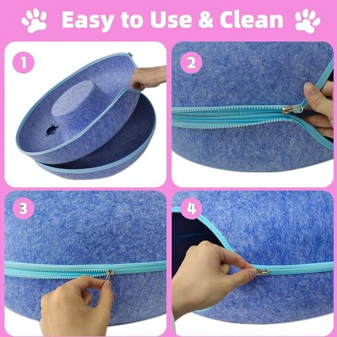 Donut Cat Tunnel Bed Peekaboo Cat Cave for Large Cats Up to 30 Lbs, Kitty Interactive Playing Tent House for Multiple Cats,Detachable,Scratch Resistant (Light Gray, Medium - 20 Inch Diameter) in Saudi Arabia