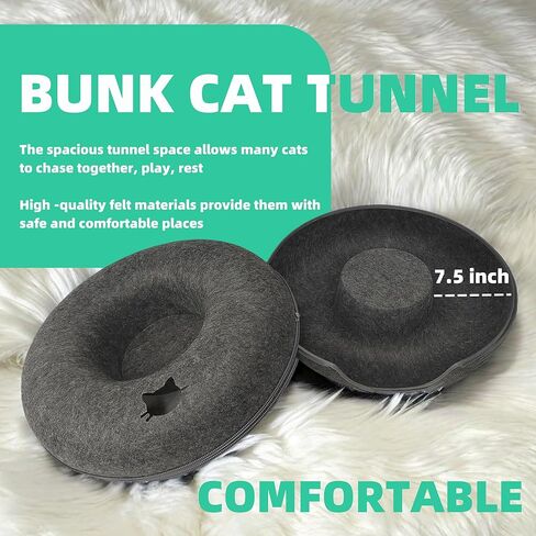Donut Cat Tunnel Bed Peekaboo Cat Cave for Large Cats Up to 30 Lbs, Kitty Interactive Playing Tent House for Multiple Cats,Detachable,Scratch Resistant (Light Gray, Medium - 20 Inch Diameter) in Kuwait