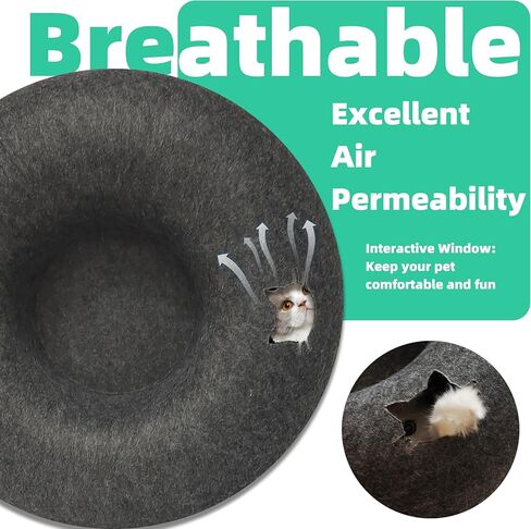 Donut Cat Tunnel Bed Peekaboo Cat Cave for Large Cats Up to 30 Lbs, Kitty Interactive Playing Tent House for Multiple Cats,Detachable,Scratch Resistant (Light Gray, Medium - 20 Inch Diameter) in Kuwait