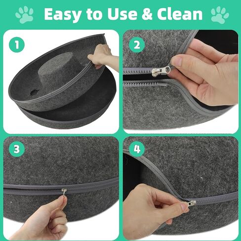 Donut Cat Tunnel Bed Peekaboo Cat Cave for Large Cats Up to 30 Lbs, Kitty Interactive Playing Tent House for Multiple Cats,Detachable,Scratch Resistant (Light Gray, Medium - 20 Inch Diameter) in Kuwait