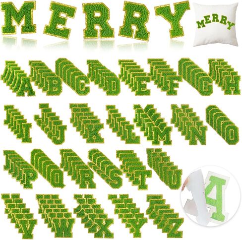 156Pcs Self Adhesive Chenille Letter Patches for Leather Bags, 2 inch A-Z Preppy Varsity Letter Patches for Computer and Fridge, Large Sequin Letter Stickers for Laptop Phone Case in Saudi Arabia