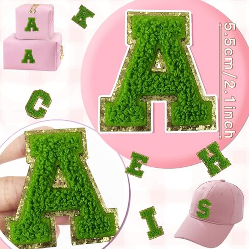 156Pcs Self Adhesive Chenille Letter Patches for Leather Bags, 2 inch A-Z Preppy Varsity Letter Patches for Computer and Fridge, Large Sequin Letter Stickers for Laptop Phone Case in Saudi Arabia