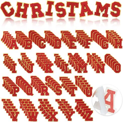 156Pcs Self Adhesive Chenille Letter Patches for Leather Bags, 2 inch A-Z Preppy Varsity Letter Patches for Computer and Fridge, Large Sequin Letter Stickers for Laptop Phone Case in Saudi Arabia