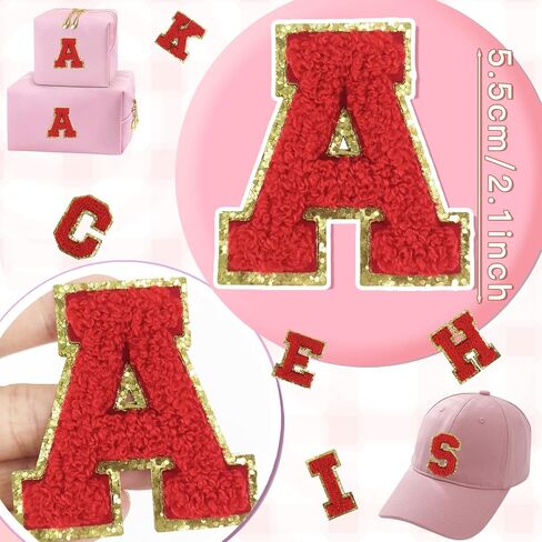 156Pcs Self Adhesive Chenille Letter Patches for Leather Bags, 2 inch A-Z Preppy Varsity Letter Patches for Computer and Fridge, Large Sequin Letter Stickers for Laptop Phone Case in Saudi Arabia