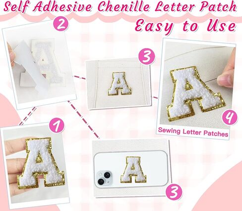 156Pcs Self Adhesive Chenille Letter Patches for Leather Bags, 2 inch A-Z Preppy Varsity Letter Patches for Computer and Fridge, Large Sequin Letter Stickers for Laptop Phone Case in Kuwait