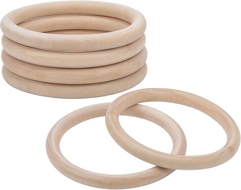 CHGCRAFT 12Pcs 4Inch Unfinished Wooden Rings Wood Curtain Rings for Curtain Rod Drapery Rings DIY Macrame Handcrafts, Burlywood in Saudi Arabia