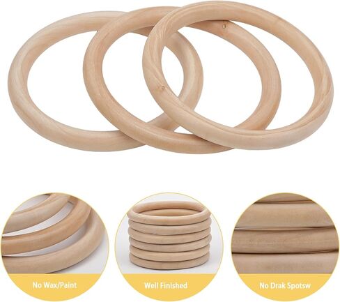 CHGCRAFT 12Pcs 4Inch Unfinished Wooden Rings Wood Curtain Rings for Curtain Rod Drapery Rings DIY Macrame Handcrafts, Burlywood in Saudi Arabia