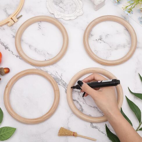 CHGCRAFT 12Pcs 4Inch Unfinished Wooden Rings Wood Curtain Rings for Curtain Rod Drapery Rings DIY Macrame Handcrafts, Burlywood in Saudi Arabia