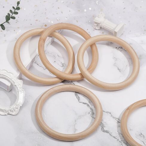 CHGCRAFT 12Pcs 4Inch Unfinished Wooden Rings Wood Curtain Rings for Curtain Rod Drapery Rings DIY Macrame Handcrafts, Burlywood in Saudi Arabia