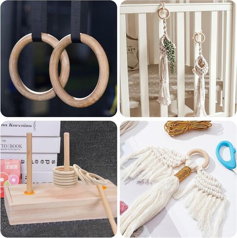 CHGCRAFT 12Pcs 4Inch Unfinished Wooden Rings Wood Curtain Rings for Curtain Rod Drapery Rings DIY Macrame Handcrafts, Burlywood in Saudi Arabia
