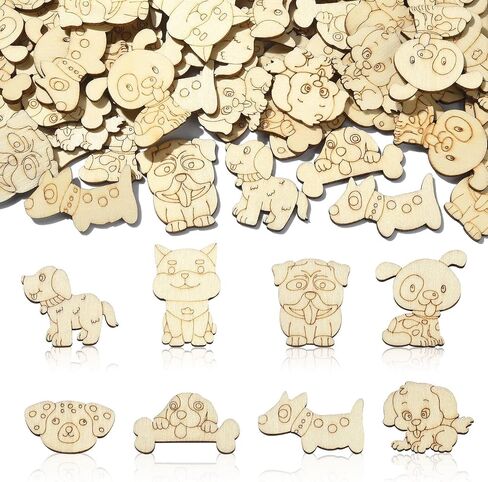 UR URLIFEHALL Assorted Wood Cutouts Ornaments Unfinished Wooden Paint Crafts for DIY Scrapbooking Painting Crafts Homemade Decoration Art Project in Kuwait