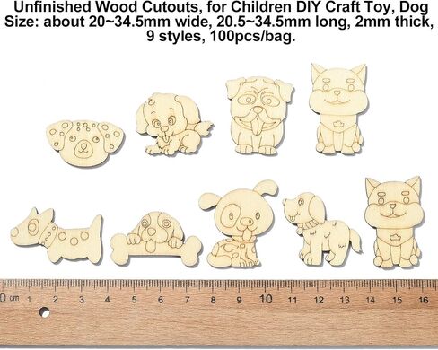 UR URLIFEHALL Assorted Wood Cutouts Ornaments Unfinished Wooden Paint Crafts for DIY Scrapbooking Painting Crafts Homemade Decoration Art Project in Kuwait