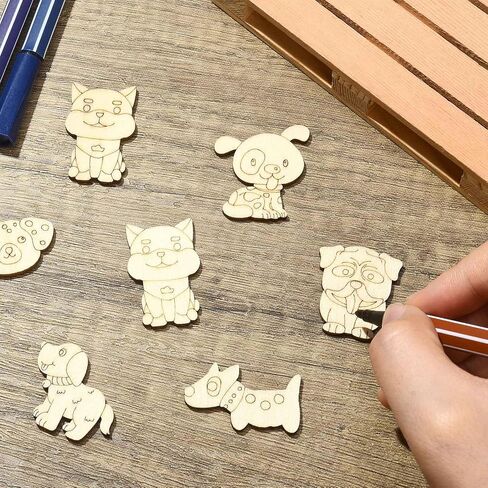 UR URLIFEHALL Assorted Wood Cutouts Ornaments Unfinished Wooden Paint Crafts for DIY Scrapbooking Painting Crafts Homemade Decoration Art Project in Kuwait