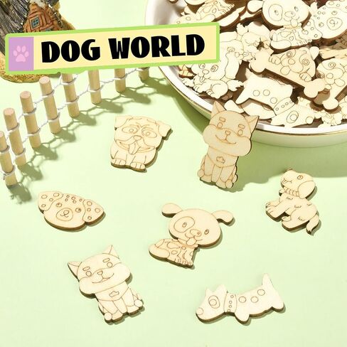 UR URLIFEHALL Assorted Wood Cutouts Ornaments Unfinished Wooden Paint Crafts for DIY Scrapbooking Painting Crafts Homemade Decoration Art Project in Kuwait