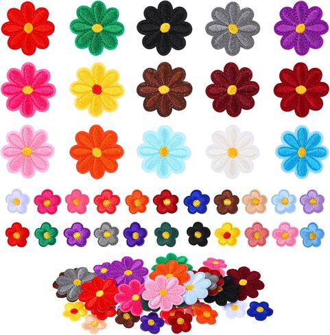 Lusofie 37 Pcs Flower Iron On Patches 2 Size Embroidered Flower Patches Sew Patch Applique for Clothes Patches for Jackets Bags Jeans Clothes DIY Decorative Patches(Multicolor) in Saudi Arabia