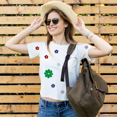 Lusofie 37 Pcs Flower Iron On Patches 2 Size Embroidered Flower Patches Sew Patch Applique for Clothes Patches for Jackets Bags Jeans Clothes DIY Decorative Patches(Multicolor) in Saudi Arabia