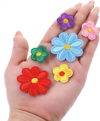 Lusofie 37 Pcs Flower Iron On Patches 2 Size Embroidered Flower Patches Sew Patch Applique for Clothes Patches for Jackets Bags Jeans Clothes DIY Decorative Patches(Multicolor) in Saudi Arabia