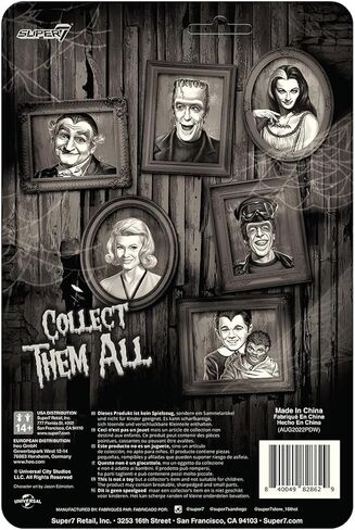 Super7 The Munsters Herman Munster (تدرج رمادي) - شخصية The Munsters مقاس 3.75 بوصة مع ملحقات مقتنيات تلفزيونية كلاسيكية وألعاب قديمة in Kuwait