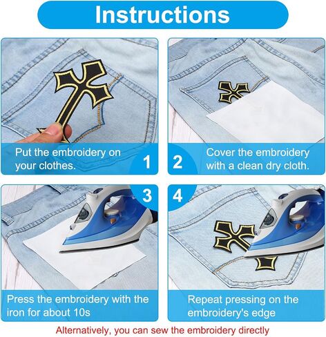 PATIKIL Cross Embroidered Patches,20 Pcs Cross Sew on Iron on Decorative Patches for Repair Decoration Clothing Hats Jackets Backpack, 4.1"Lx2.8"W, Blue in Saudi Arabia