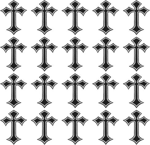 PATIKIL Cross Embroidered Patches,20 Pcs Cross Sew on Iron on Decorative Patches for Repair Decoration Clothing Hats Jackets Backpack, 4.1"Lx2.8"W, Blue in Saudi Arabia