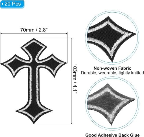 PATIKIL Cross Embroidered Patches,20 Pcs Cross Sew on Iron on Decorative Patches for Repair Decoration Clothing Hats Jackets Backpack, 4.1"Lx2.8"W, Blue in Saudi Arabia
