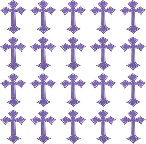 PATIKIL Cross Embroidered Patches,20 Pcs Cross Sew on Iron on Decorative Patches for Repair Decoration Clothing Hats Jackets Backpack, 4.1"Lx2.8"W, Blue in Saudi Arabia