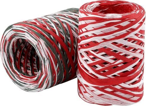 2 لفات من شريط ورق الرافية لعيد الميلاد للحرف اليدوية، شريط ورق الرافية بطول 656 قدم، سلاسل ورقية ملونة للأقواس وباقات التعبئة والتغليف لتزيين حفلات عيد الميلاد in Kuwait