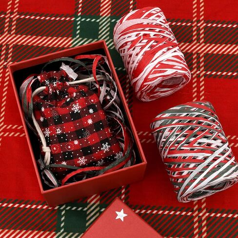 2 لفات من شريط ورق الرافية لعيد الميلاد للحرف اليدوية، شريط ورق الرافية بطول 656 قدم، سلاسل ورقية ملونة للأقواس وباقات التعبئة والتغليف لتزيين حفلات عيد الميلاد in Kuwait