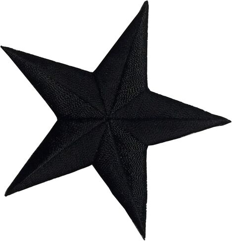 #E02197 Embroidery Iron On Star Applique Patch - 3" by 3" (Black) in Kuwait