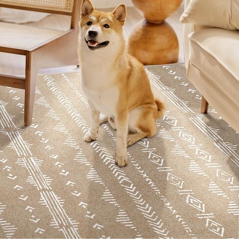 Deerly Kitchen Runner Rug 2'6''x8' Rug Runners for Hallways Soft Non Slip, Washable Rug Runner Boho Moroccan Neutral Long Rug Floor Carpet for Hallway Entryway Laundry Indoor, Light Brown in Kuwait