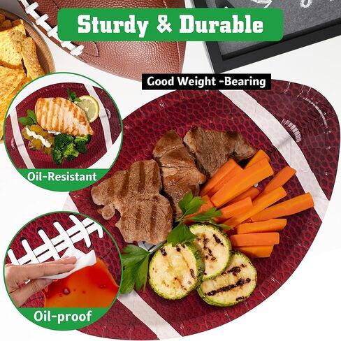 50 قطعة من لوازم حفلات كرة القدم أطباق ورقية بيضاوية كبيرة مقاس 10.4 بوصة أطباق رياضية للرجبي الأمريكية للاستعمال مرة واحدة، لتزيين حفلات كرة القدم وأعياد الميلاد وحفلات كرة القدم وحفلات الباب الخلفي in Kuwait