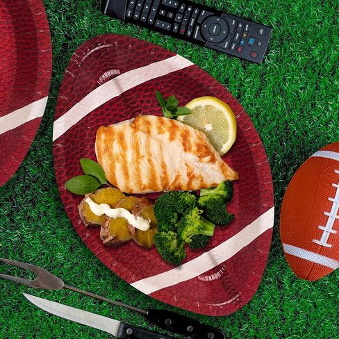 50 قطعة من لوازم حفلات كرة القدم أطباق ورقية بيضاوية كبيرة مقاس 10.4 بوصة أطباق رياضية للرجبي الأمريكية للاستعمال مرة واحدة، لتزيين حفلات كرة القدم وأعياد الميلاد وحفلات كرة القدم وحفلات الباب الخلفي in Kuwait