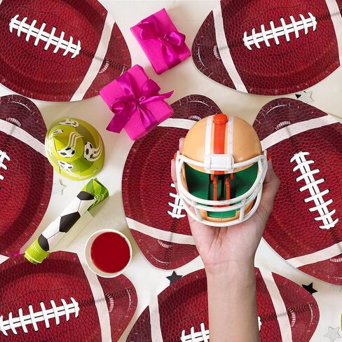 50 قطعة من لوازم حفلات كرة القدم أطباق ورقية بيضاوية كبيرة مقاس 10.4 بوصة أطباق رياضية للرجبي الأمريكية للاستعمال مرة واحدة، لتزيين حفلات كرة القدم وأعياد الميلاد وحفلات كرة القدم وحفلات الباب الخلفي in Kuwait