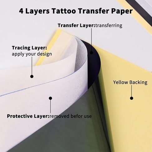 Wormhole Tattoo Transfer Paper 50 Sheets Tattoo Stencil Paper 4 Layers Thermal Stencil Paper for Tattooing Professional Tattoo Supplies Tattoo Tracing Paper in Saudi Arabia