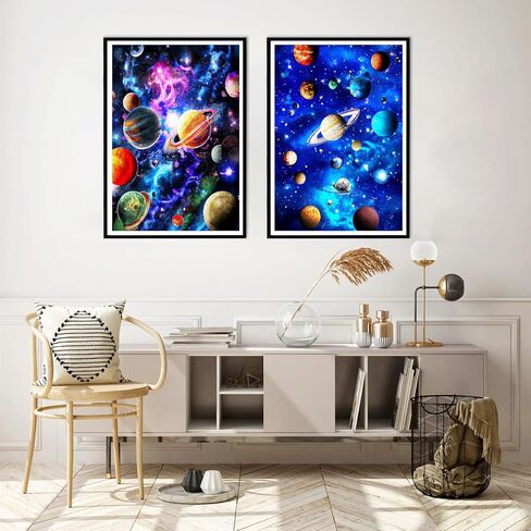 Yomiie 5D Diamond Art Painting Kits Universe Full Drill by Number Kits, Solar System Paint with Diamonds Art Milky Way Galaxy Rhinestone Embroidery Craft for Home Room Decoration (12x16inch) in Saudi Arabia