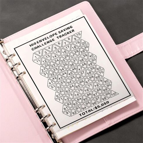 100 مغلف تحدي الموثق المحمولة الميزانية النقدية توفير المال كتاب مخطط الميزانية للميزانية (أسود، 23.5 سم * 17.5 سم * 2 سم) in Kuwait
