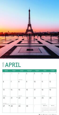 2025 France Monthly Wall Calendar by Bright Day, 12 x 12 Inch Paris Destination in Saudi Arabia