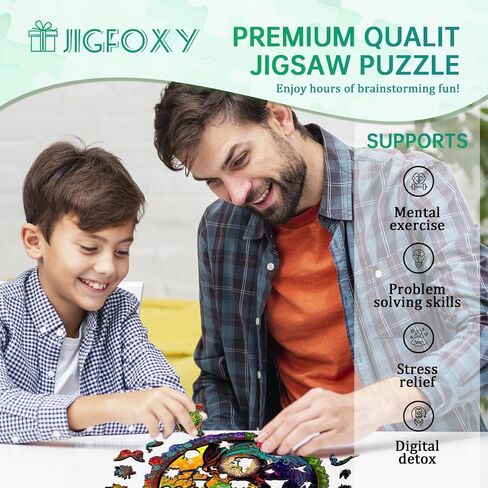 Jigfoxy Wooden Puzzles for Adults, Yinyang Tree of Life Wood Puzzles Adult, Unique Animal Shape Wooden Jigsaw Puzzles for Adults, Birthday Gifts for Puzzle Lovers, Family (M-11.8 * 11.8in-200pcs) in Saudi Arabia
