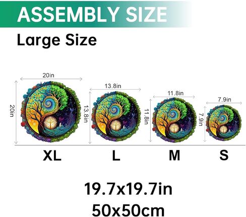 Jigfoxy Wooden Puzzles for Adults, Yinyang Tree of Life Wood Puzzles Adult, Unique Animal Shape Wooden Jigsaw Puzzles for Adults, Birthday Gifts for Puzzle Lovers, Family (M-11.8 * 11.8in-200pcs) in Saudi Arabia