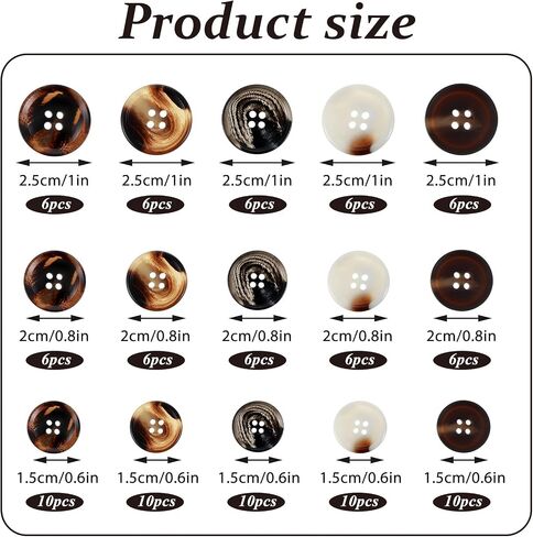 60 PCS Mixed Resin Sewing Buttons, 4-Hole Round Bulk Buttons for DIY Sewing Crafts, Assorted Size Flatback Plastic Buttons, 5 Color 3 Size(15mm,20mm,25mm) Suit Coats Button for DIY Sewing Crafts Suits in Saudi Arabia