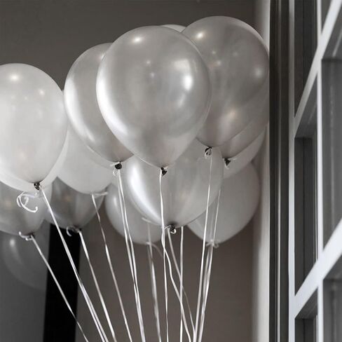 LovesTown 90PCS Small Party Balloons Bulk, Pearlized Silver Latex Balloons 5 Inch Shining Pearlescent Balloons for Kids Birthday Wedding Party Decorations in Saudi Arabia