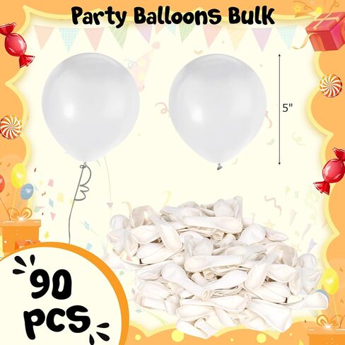 LovesTown 90PCS Small Party Balloons Bulk, Pearlized Silver Latex Balloons 5 Inch Shining Pearlescent Balloons for Kids Birthday Wedding Party Decorations in Saudi Arabia