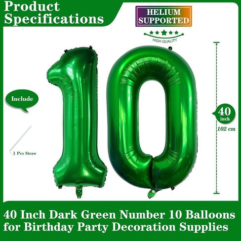 Dark Green 11 Number Balloons, 40 Inch Giant Number 11 Balloons Foil Mylar Helium Dark Green Number Balloons for 11th Birthday Party Supplies Anniversary Event Celebration Decorations in Saudi Arabia