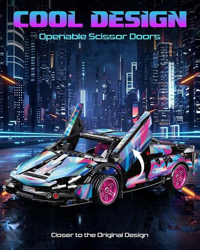 Sosuy 1:18 Super Sports Car Model Building Bricks Sets - 513 pcs MOC Cyberpunk Rally Car Raceing Engineering Toys for Play and Display - Model Toy Gift Idea for Adults Boys in Kuwait