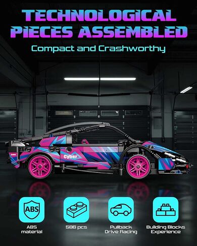 Sosuy 1:18 Super Sports Car Model Building Bricks Sets - 513 pcs MOC Cyberpunk Rally Car Raceing Engineering Toys for Play and Display - Model Toy Gift Idea for Adults Boys in Kuwait