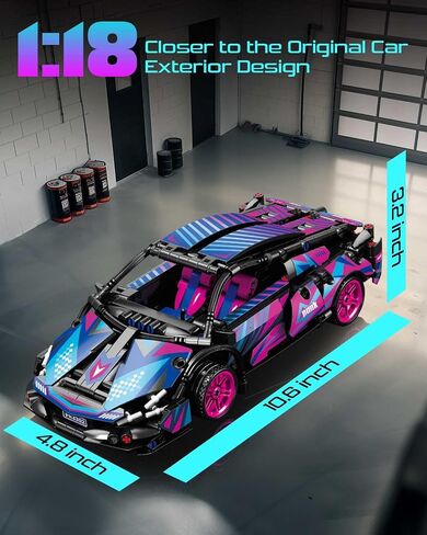 Sosuy 1:18 Super Sports Car Model Building Bricks Sets - 513 pcs MOC Cyberpunk Rally Car Raceing Engineering Toys for Play and Display - Model Toy Gift Idea for Adults Boys in Kuwait
