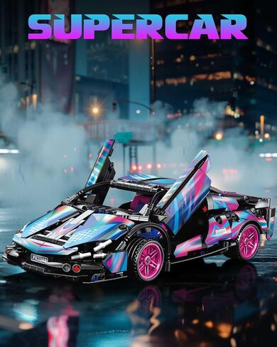 Sosuy 1:18 Super Sports Car Model Building Bricks Sets - 513 pcs MOC Cyberpunk Rally Car Raceing Engineering Toys for Play and Display - Model Toy Gift Idea for Adults Boys in Kuwait