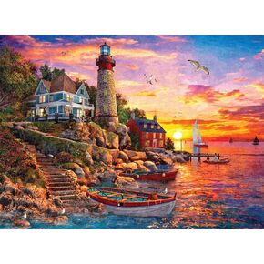 Buffalo Games - Dominic Davison - Sunset at Lighthouse Bay - 1000 Piece Jigsaw Puzzle for Adults Challenging Puzzle Perfect for Game Nights - Finished Puzzle Size is 26.75 x 19.75