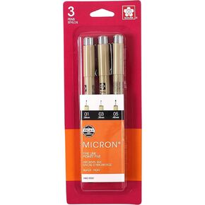 Sakura 30061 3-Piece Pigma Micron Blister Card Ink Pen Set, Black